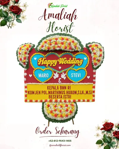 Karangan Papan Bunga Pernikahan di Sumur Dewa